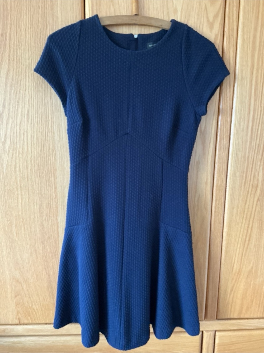 Banana Republic Navy Textured Fit-and-Flare Mini Dress